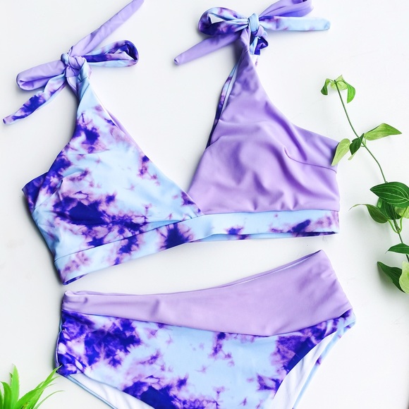 Tie Dye Print Bikini Set Bathing Suit - Picture 3 of 4